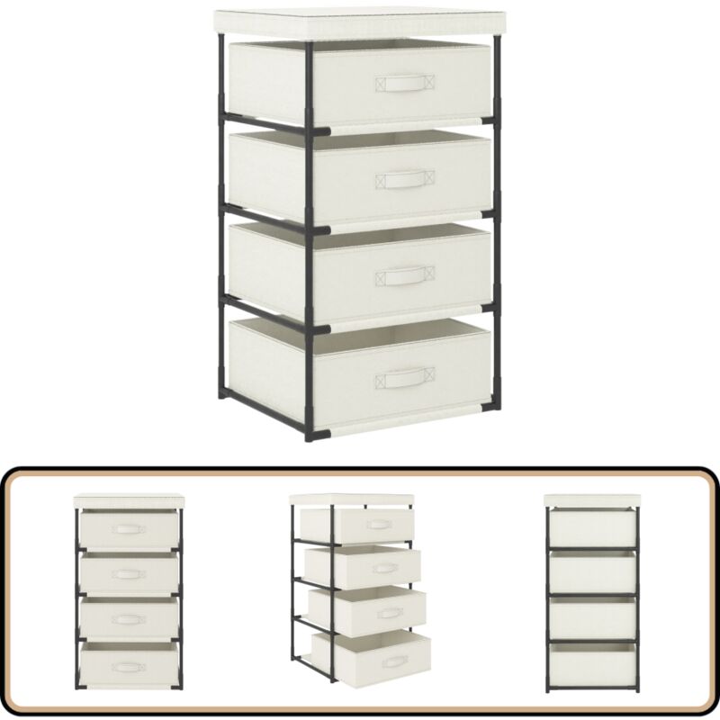 Vidaxl - tagère de rangement avec 4 paniers en tissu Acier Crème - Étagère De Rangement - Meuble De Rangement - Bibliothèque - Rangement Intérieur