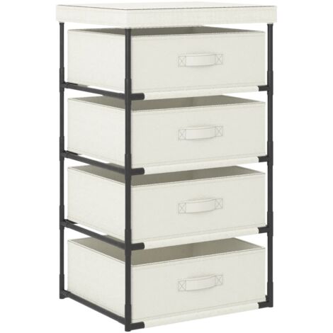 Étagère de rangement avec 4 paniers en tissu Acier Crème vidaXL