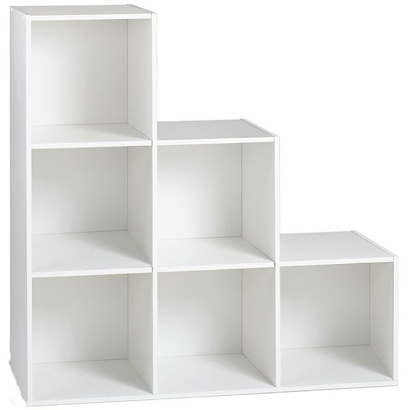 Etagère de rangement avec 6 cases en escalier Calicosy Blanc - Blanc
