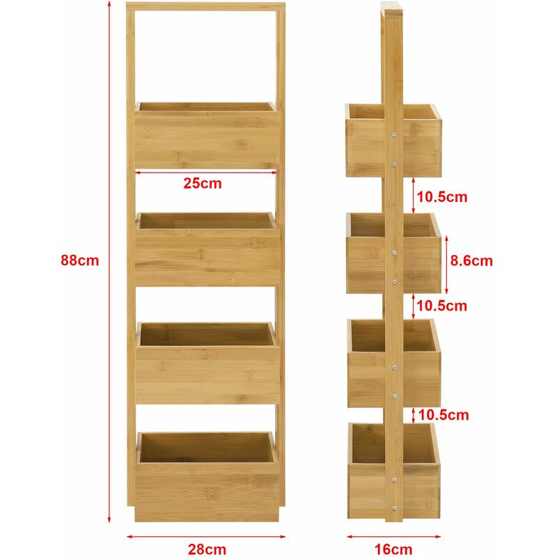 Tagère de rangement bardu bambou 28 x 16 x 88 cm