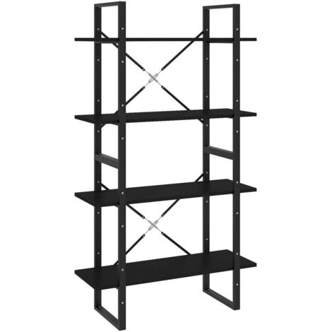Étagère de Rangement Bibliothèque à 4 niveaux, Montage facile, Noir 80x30x140 cm Aggloméré OIB5189E
