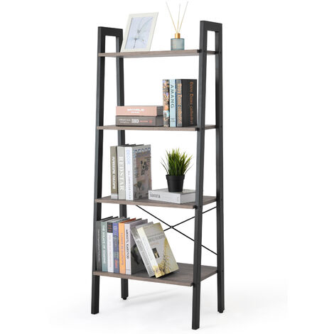 Étagère de Rangement, Bibliothèque à 4 Niveaux, pour Salon, Chambre, Cuisine, Vintage - Meerveil
