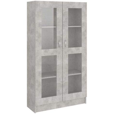 Étagère de Rangement Bibliothèque, Armoire à vitrine Montage facile, Gris béton 82,5x30,5x150 cm Aggloméré OIB5687E