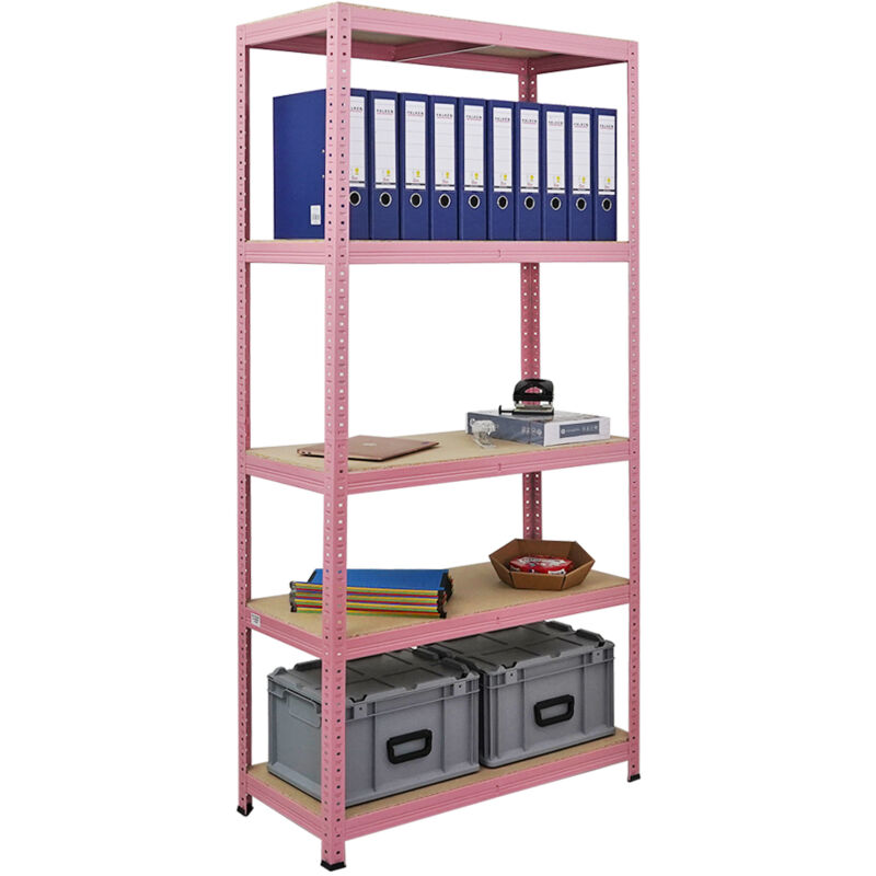 Tagère de Rangement Bibliothèque pink lady HxLxP 180x90x40cm Capacité de charge 175kg 5 Niveaux Pink