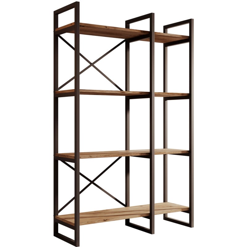 Design Ameublement - tagère de rangement Bibliothèque Structure stable en acier Noir mate style industriel Modèle Factory E2 87,5cm