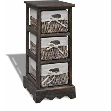 Étagère de rangement Bois Marron 3 paniers en tissage