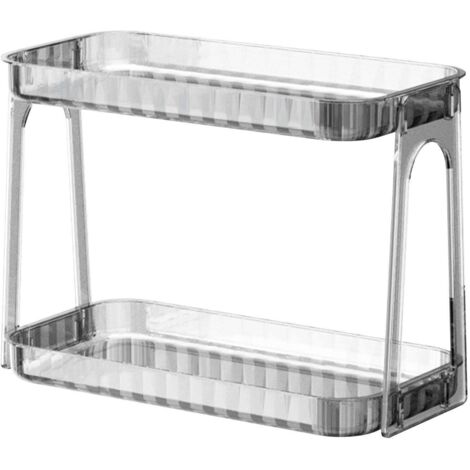 Étagère de rangement cosmétique double couche transparente et amovible, organisateur de comptoir moderne pour coiffeuse, couleur transparente