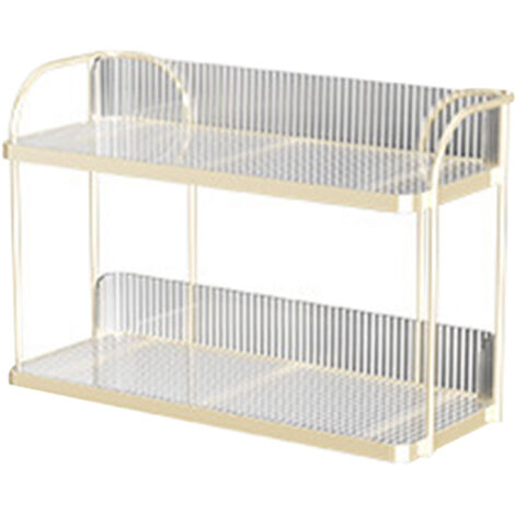 Étagère de Rangement Cosmétique Transparente à Double Niveau pour Bureau et Chambre