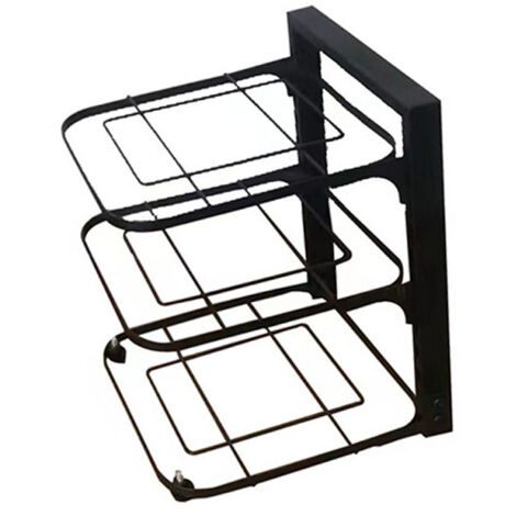 Étagère de Rangement Cuisine 3 Niveaux Noir pour Casseroles et Poêles, Support en Acier Carbone 45x24x7cm