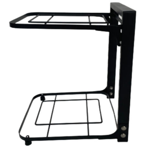 Étagère de Rangement Cuisine Acier Carbone Noir 2 Niveaux Porte-Casseroles 36x24x7cm Organisateur Ustensiles