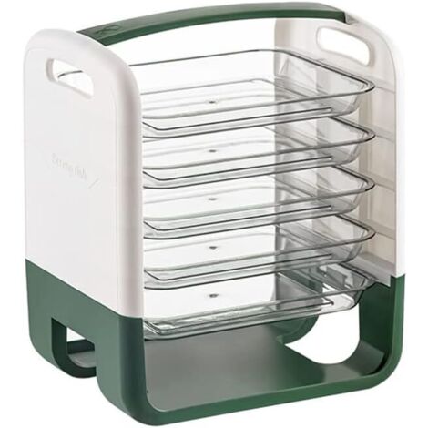 Étagère de rangement cuisine, gain place, design tiroir à 4 couches, organiseur légumes en plastique, vert -