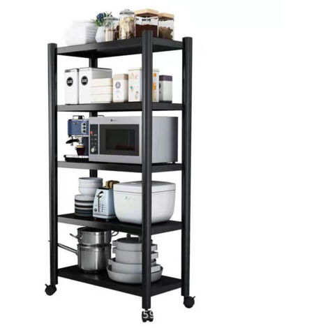 Étagère de rangement de cuisine à plusieurs niveaux en acier au carbone, sur pied, avec support pour four à micro-ondes et casseroles, meuble de rangement ménager