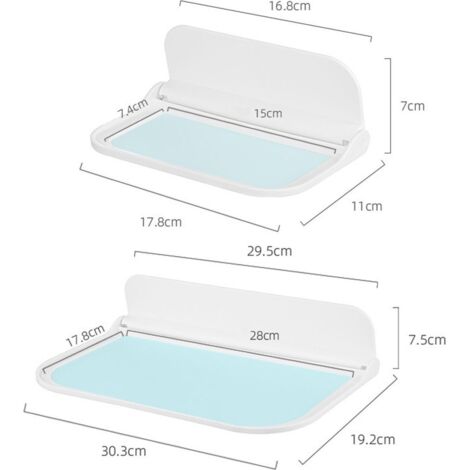 Étagère de rangement de salle de bain en deux parties, auto-adhésive, pliable, murale, étagère de rangement peu encombrante pour la maison.