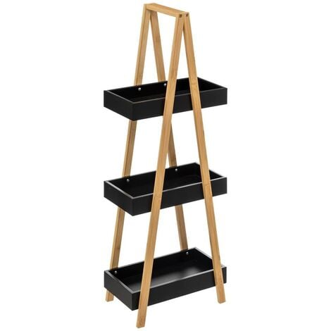 5FIVE SIMPLY SMART Étagère de rangement Desserte 3 niveaux en Bambou et bois Noir H 82 cm - Five