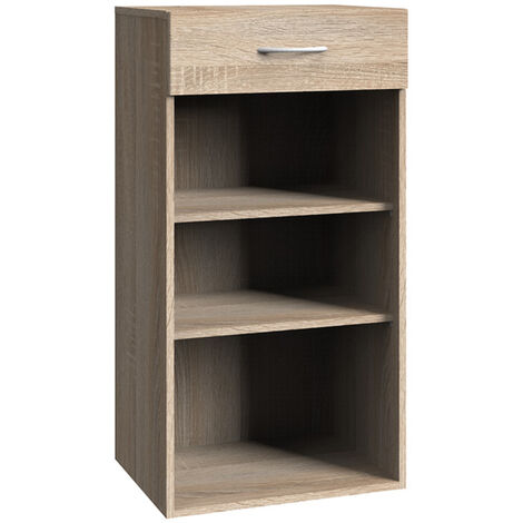 Etagère de rangement en mélamine coloris imitation chêne - longueur 45 x hauteur 98 x profondeur 40 cm