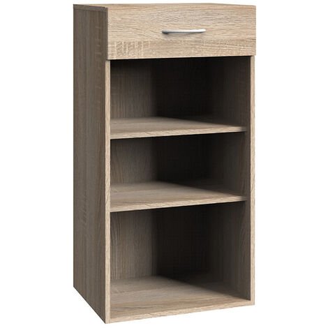 Etagère de rangement en mélamine coloris imitation chêne - longueur 50 x hauteur 98 x profondeur 40 cm