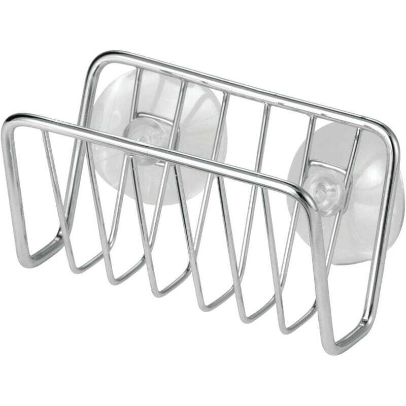 Organisateur d'évier métal support éponge savon grattoir panier aéré séchage rapide ventouse chrome
