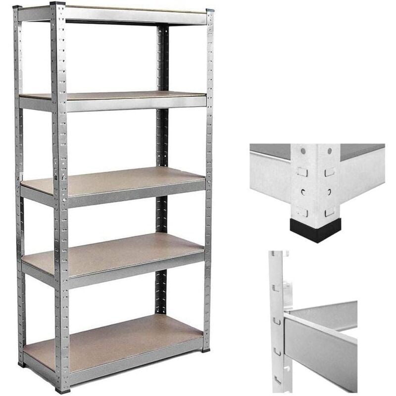Tagère de rangement étagère robuste en métal étagère de sous-sol étagère enfichable système D'étagères étagère en métal / 5 étages / Jusqu'à 875 kg