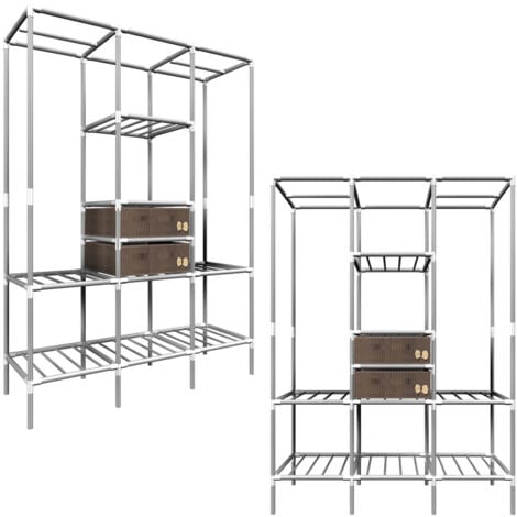 EYEPOWER XL Kleiderschrank Metall Regal System 2 Schubladen 178x128x44,5cm Faltschrank