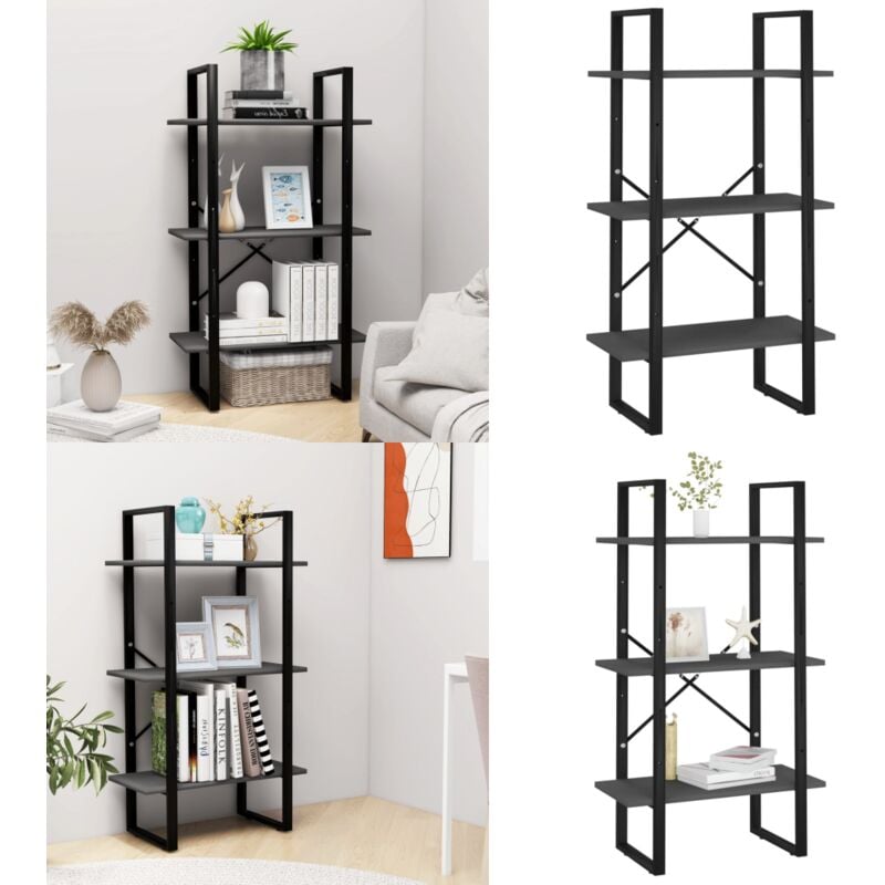 Tagère de rangement gris 60x30x105 cm bois d'ingénierie - Étagère De Rangement - Bibliothèque - Meuble De Rangement - Étagère Grise - Mobilier