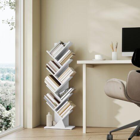 Étagère de Rangement Moderne, Bibliothèque sur Pied, pour Salon, Chambre, Bureau, 20 x 38 x 115,2 cm, Blanc