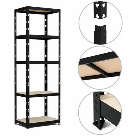 EUROSPEN Etagère de Rangement modulable et polyvalente pour atelier, garage, cave... Charges Lourdes 180x60x40cm - Noir