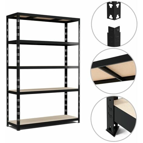 EUROSPEN Etagère de Rangement modulable et polyvalente pour atelier, garage, cave...Charges Lourdes 180x120x40cm - Noir