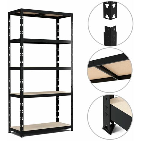 EUROSPEN Etagère de Rangement modulable et polyvalente pour atelier, garage, cave...Charges Lourdes180x90x40cm - Noir - Noir