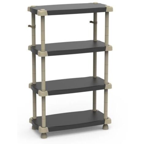 Étagère de rangement modulaire en résine pour jardin, garage, entrepôt, 4 étagères réglables en titane, noir, 88 x 150 x 43 cm