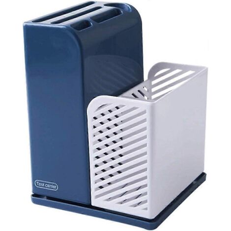 Étagère de rangement multifonctionnelle pour baguettes / x / couverts de cuisine Bleu / Blanc