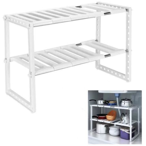 Etagère de Rangement Placard sous évier Extensible Organisateur Rangement de Cuisine Maison Gain de Place Meuble Etagère de 2