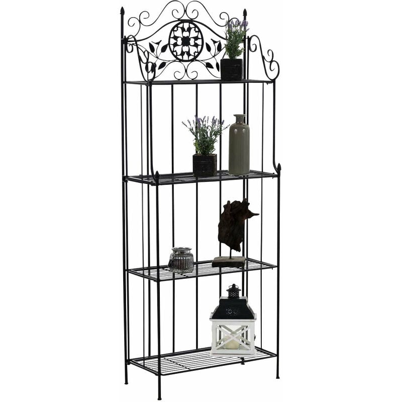 Tagère de rangement plantes chaussures cuisine 4 niveaux en métal 175x66x32 cm noir ETA10097