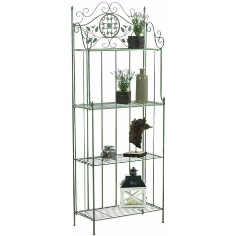 Étagère de rangement plantes chaussures cuisine 4 niveaux en métal 175x66x32 cm vert vieilli ETA10096