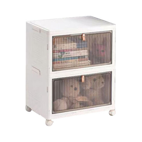 Étagère de rangement pliable à double niveau LEDANDER,étagère à chaussures,boîte à chaussures transparentearmoire de rangement diverse.39x28x44.5CM