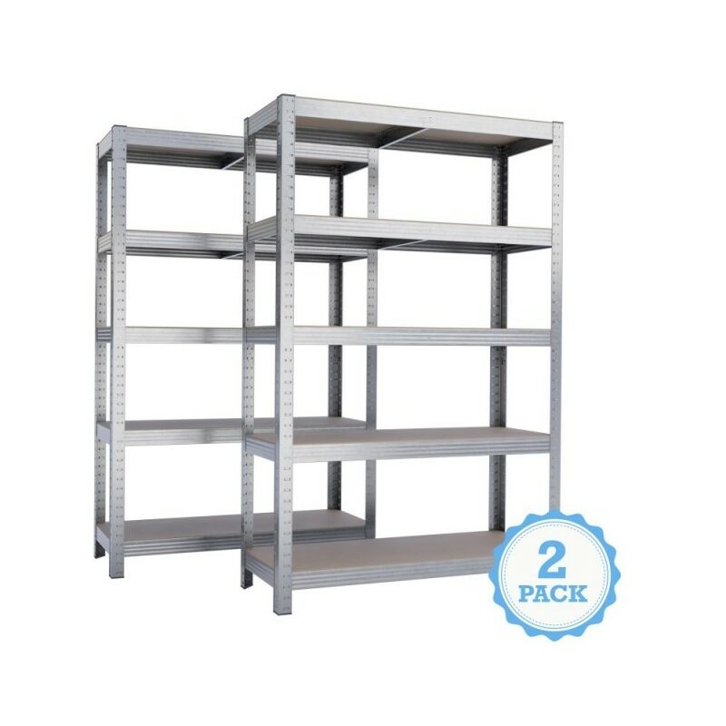 Étagère de rangement polyvalente en métal (lot de 2) Charge lourde Max 875kg - 180 x 90 x 45 cm - Gris - Gris