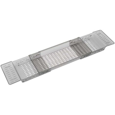 Étagère de rangement pour baignoire, étagère de salle de bain réglable avec système d'évacuation de l'eau, gain de place, grise