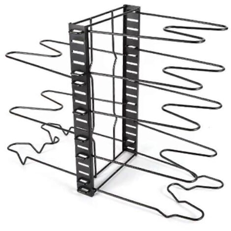 Étagère de rangement pour casseroles et poêles à 8 niveaux, avec couvercles.