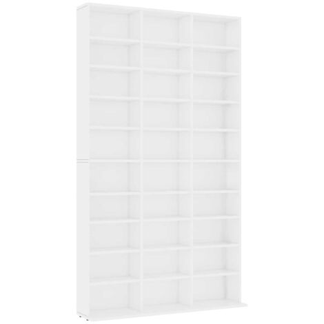 Étagère de Rangement pour CD/DVD, Armoire à CD Montage facile, Blanc 102x16x177,5 cm Bois d'ingénierie OIB7736E