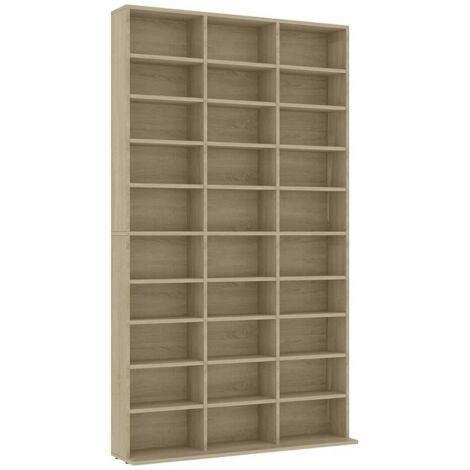 Étagère de Rangement pour CD/DVD, Armoire à CD Montage facile, Chêne sonoma 102x16x177,5 cm Bois d'ingénierie OIB2264E