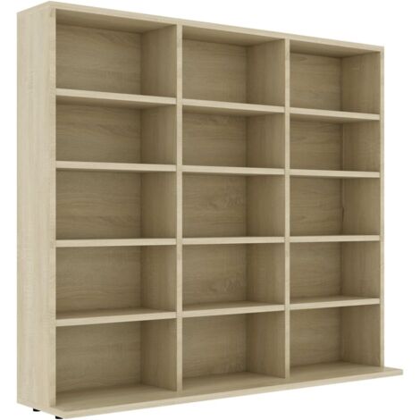 Étagère de Rangement pour CD/DVD, Armoire à CD Montage facile, Chêne sonoma 102x23x89,5 cm Aggloméré OIB9323E