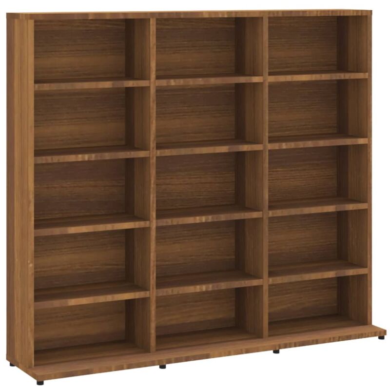 Tagère de Rangement pour cd/dvd, Armoire à cd Montage facile, Chêne marron 102x23x89,5 cm Bois d'ingénierie OIB2359E - Brun