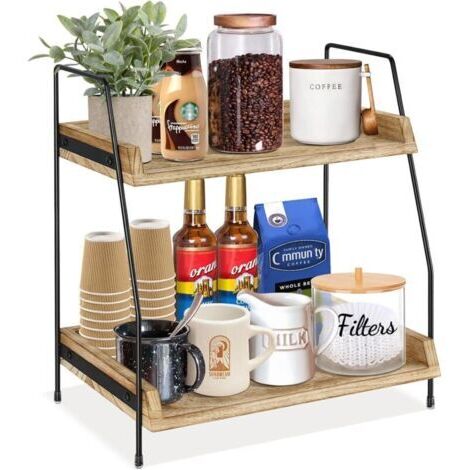 Étagère de rangement pour comptoir de bar à café et plan de travail, rangement de cuisine, peut contenir des capsules de café, des condiments, des tasses, support pour table à café, étagère de rangeme