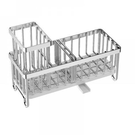 Étagère de rangement pour évier, étagère de rangement de cuisine argentée antirouille, porte-éponge pour évier