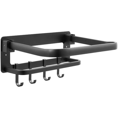 Étagère de rangement pour lavabo de salle de bain, pliable, gain de place, en aluminium, avec crochets, pour égouttoir mural, cuisine et salle de bain