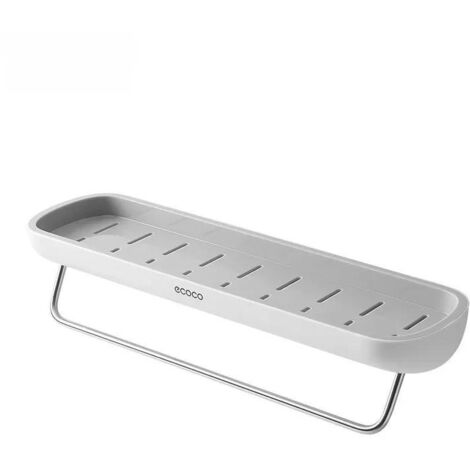 Étagère de rangement pour salle de bain Coco italienne, entièrement grise assortie, avec porte-serviettes, fixation murale non perforée, étagère de rangement multifonctionnelle pour bonde.