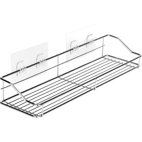 Étagère de rangement pour salle de bain et cuisine avec adhésif transparent sans traces et sans perçage (40 cm)