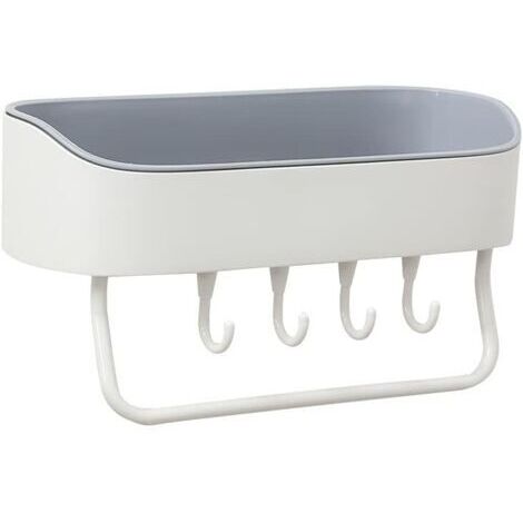 Étagère de rangement pour salle de bain, gris, 27 x 10,5 x 11 cm, sans perçage, pour porte de salle de bain, gel douche avec crochet
