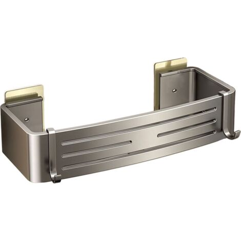 Étagère de rangement pour salle de bain, porte-serviettes, robuste et durable, grande capacité de charge, avec trou de drainage, conception auto-adhésive, aucun perçage requis, installation facile, ét