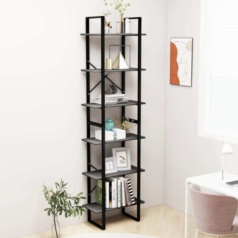 Étagère de rangement pour Stockage,Bibliothèque Déco Gris 60x30x210 cm Bois d'ingénierie - DH53271