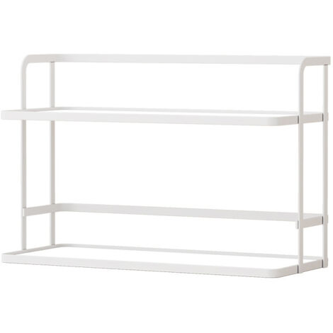 Étagère de rangement pour tasses double étages en fer plat blanc grand format, support en U égouttoir pour mugs et tasses à café